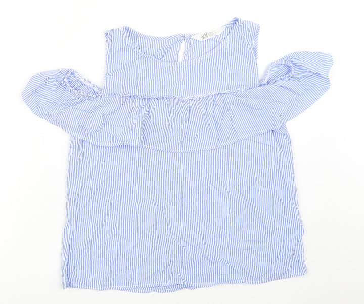H&M Girls Blue Striped  Basic Blouse Size 14 Years