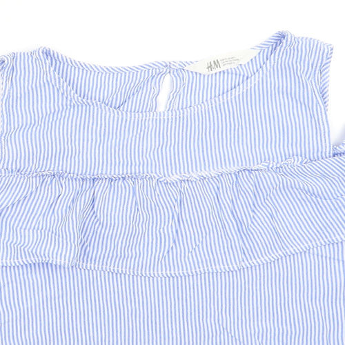 H&M Girls Blue Striped  Basic Blouse Size 14 Years