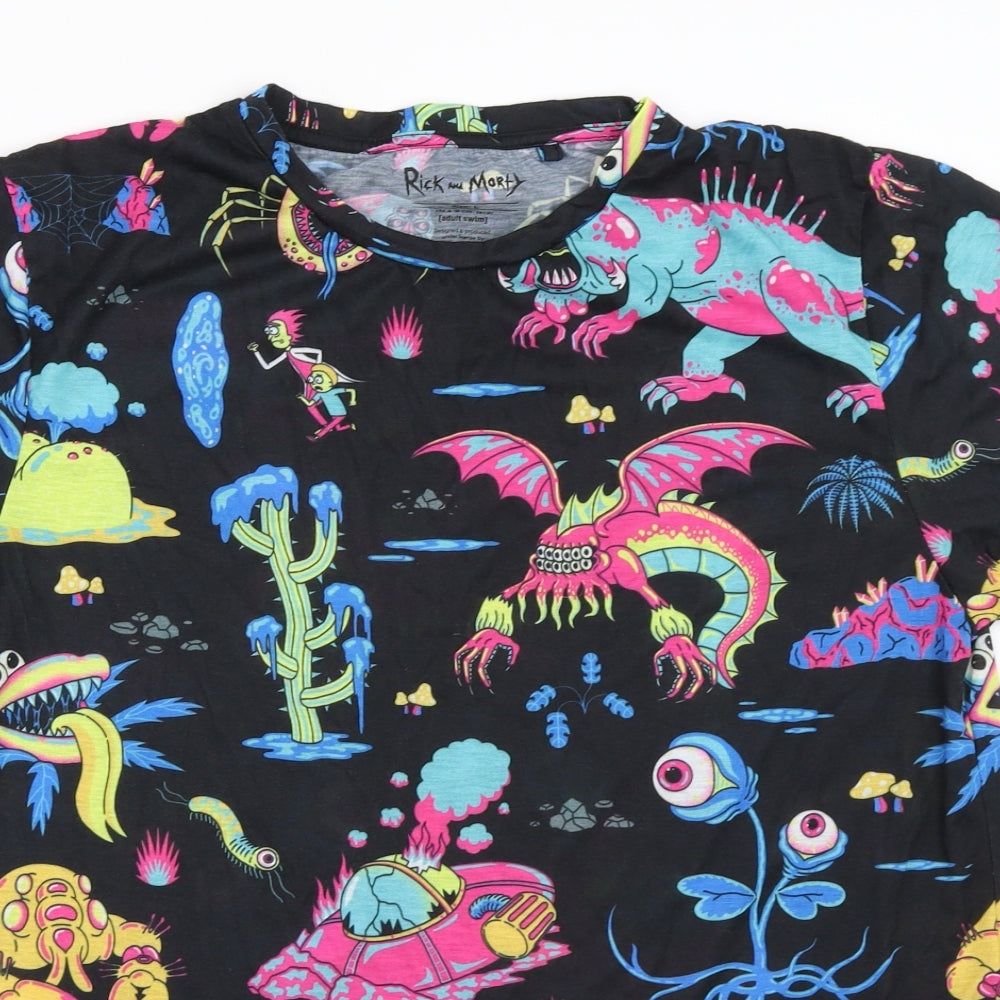 Rick & Morty Mens Black    T-Shirt Size L