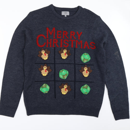Marks and Spencer Mens Blue   Pullover Jumper Size L  - christmas