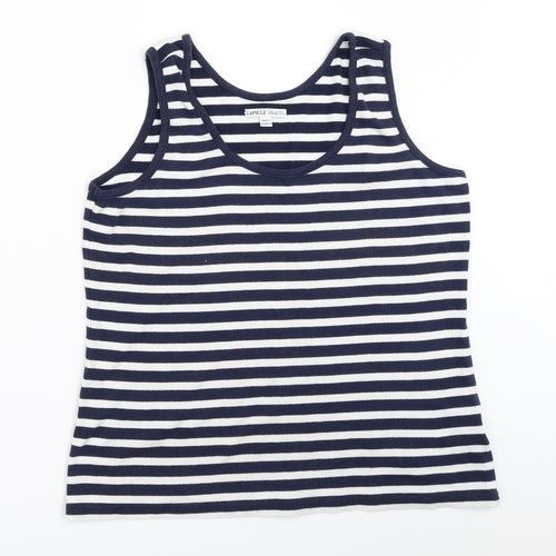 Capsule Womens Blue Striped  Basic Tank Size 16