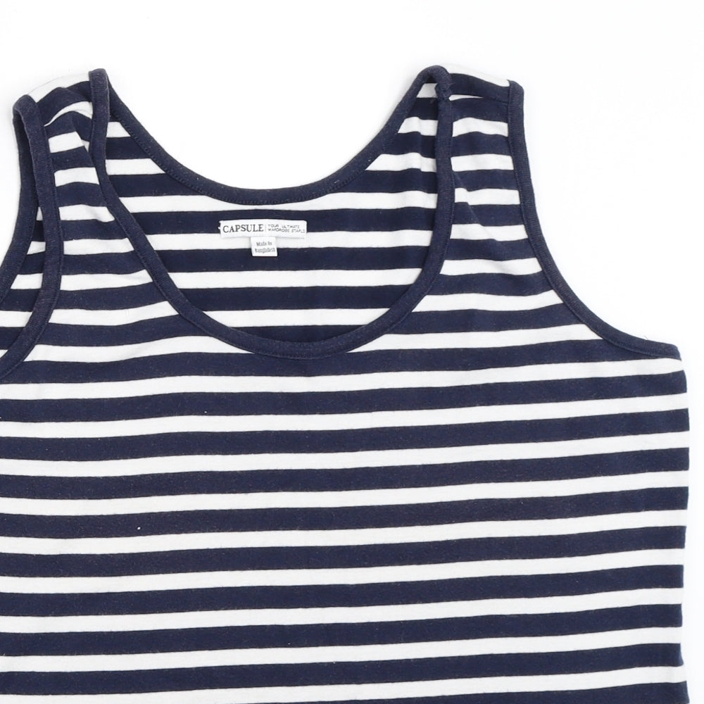 Capsule Womens Blue Striped  Basic Tank Size 16