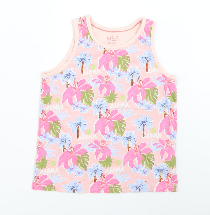 Marks and Spencer Girls Pink Basic Tank Size 9-10 Years
