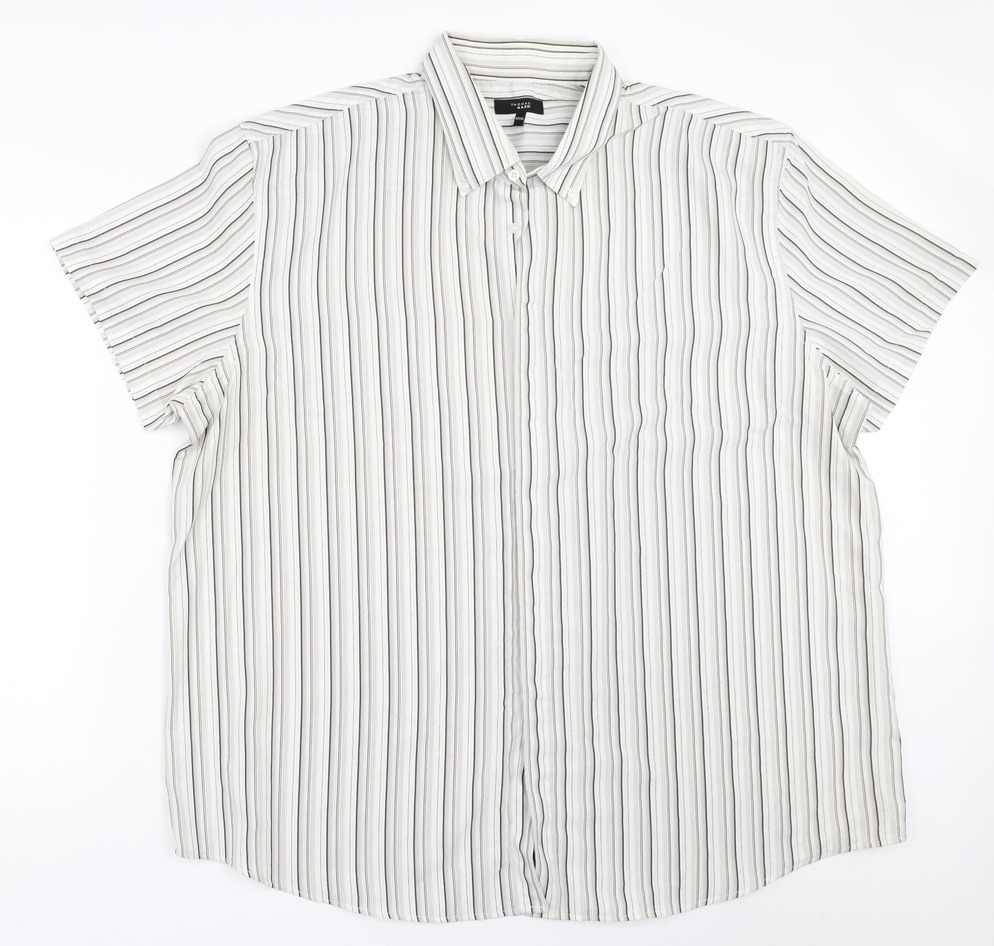 Thomas Nash Mens Beige Striped   Button-Up Size 3XL