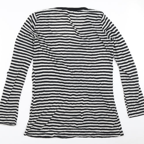 ROXY Womens Black Striped  Basic T-Shirt Size 14
