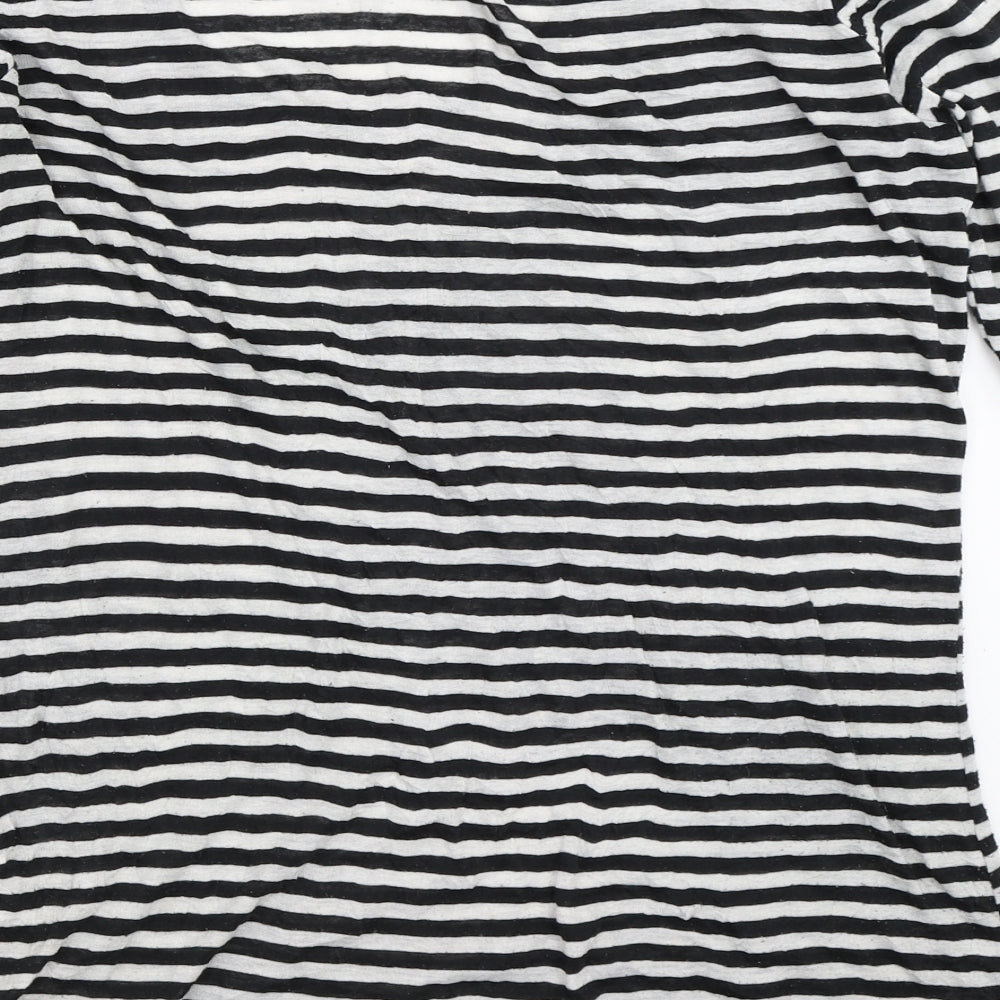 ROXY Womens Black Striped  Basic T-Shirt Size 14