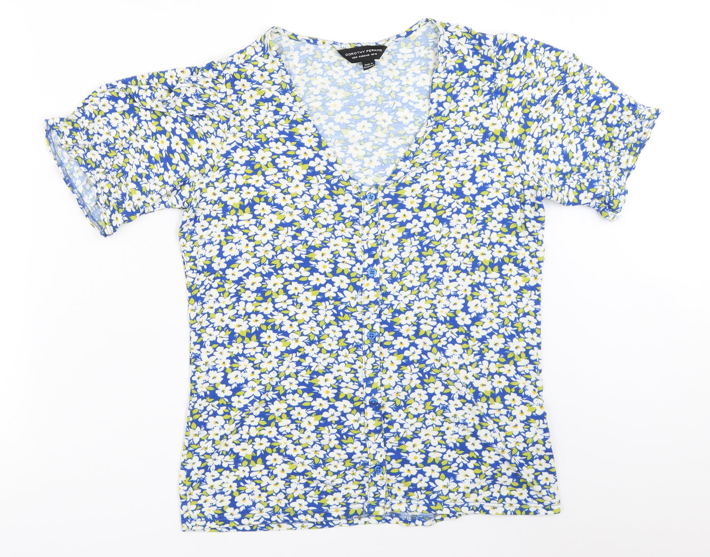 Dorothy Perkins Womens Blue Floral  Basic T-Shirt Size 12
