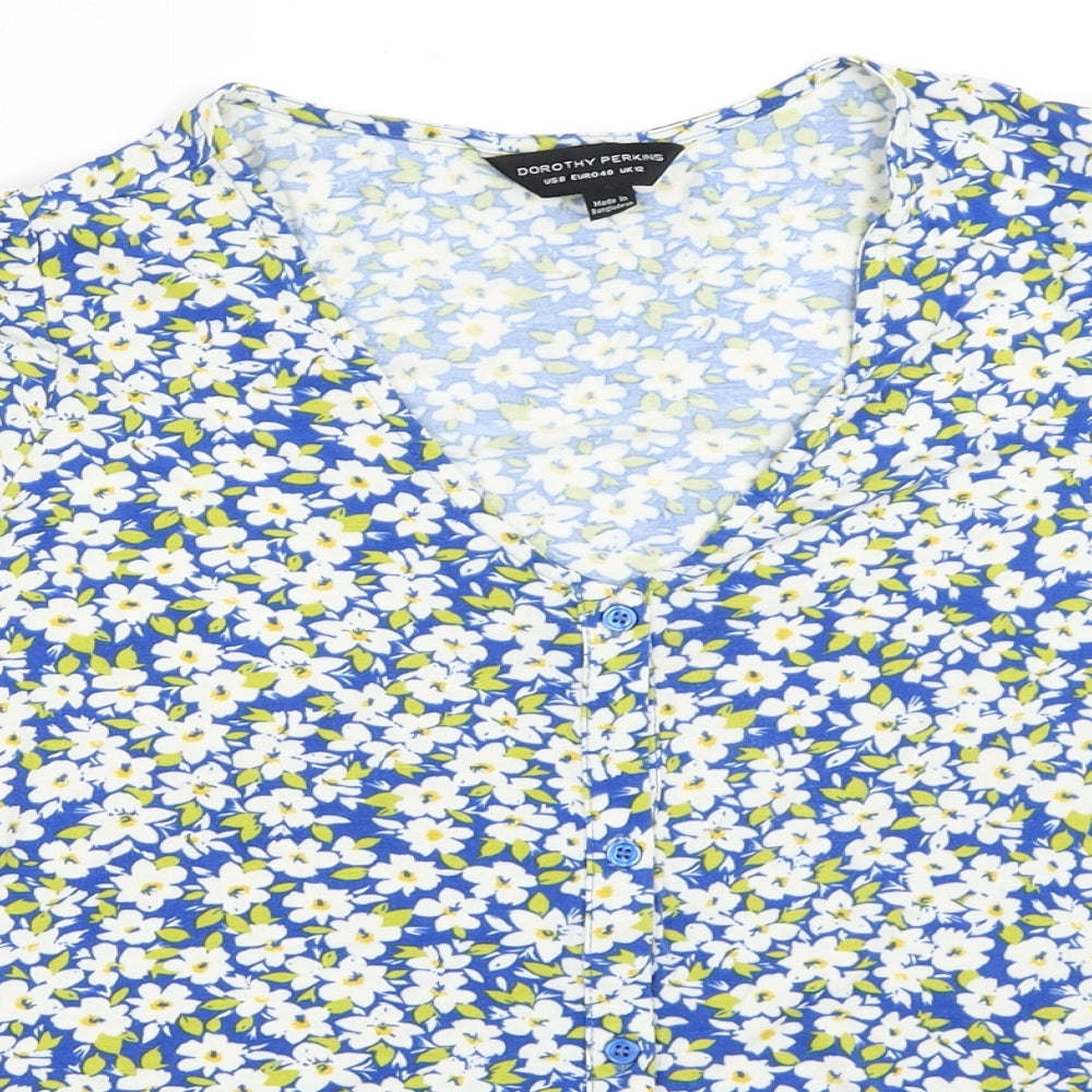 Dorothy Perkins Womens Blue Floral  Basic T-Shirt Size 12