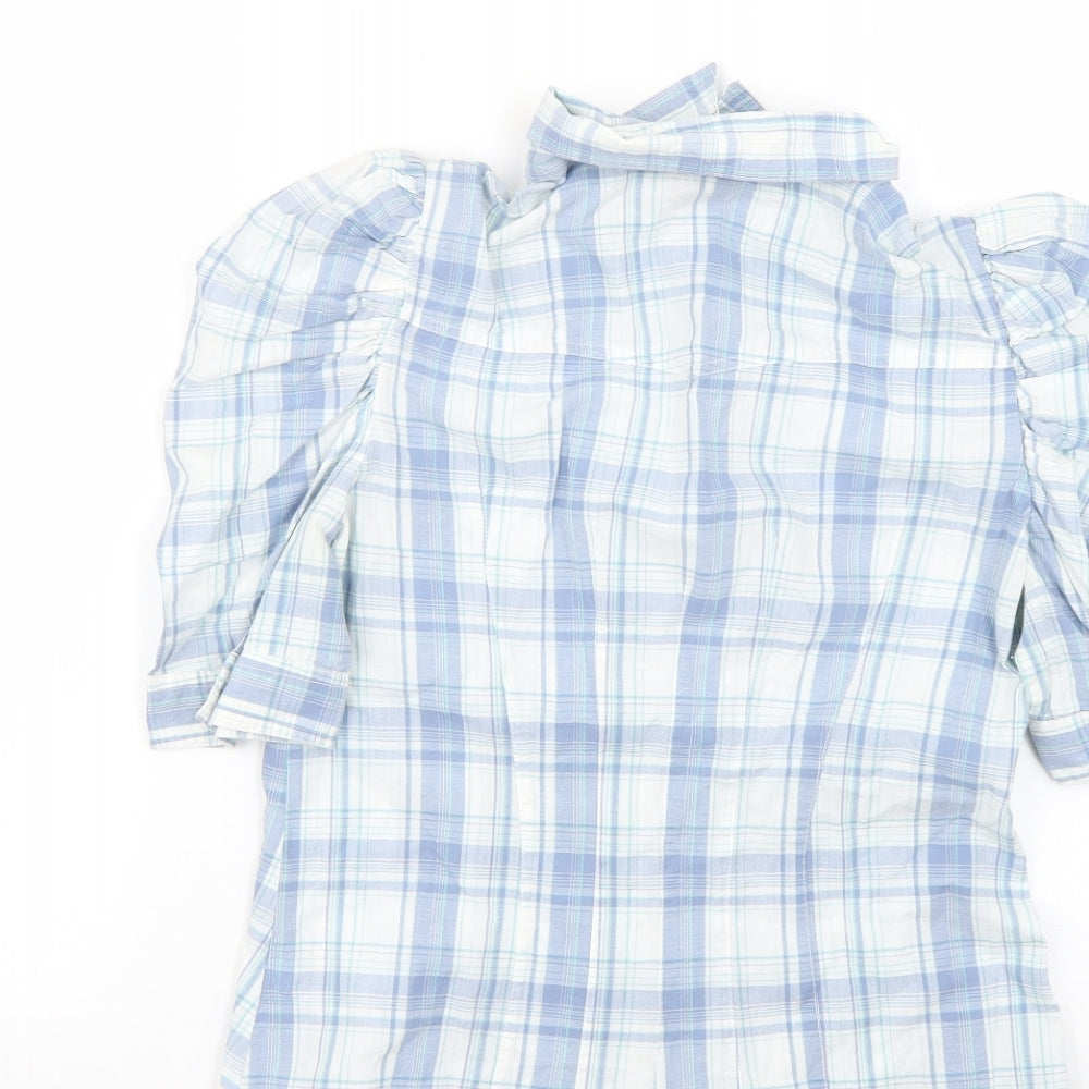 H&M Womens Blue Check  Basic Button-Up Size 8