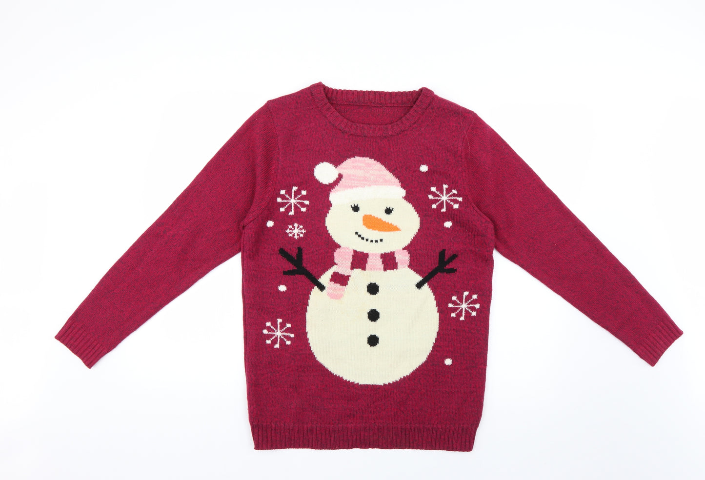 Nutmeg Womens Red Geometric  Pullover Jumper Size M  - Christmas