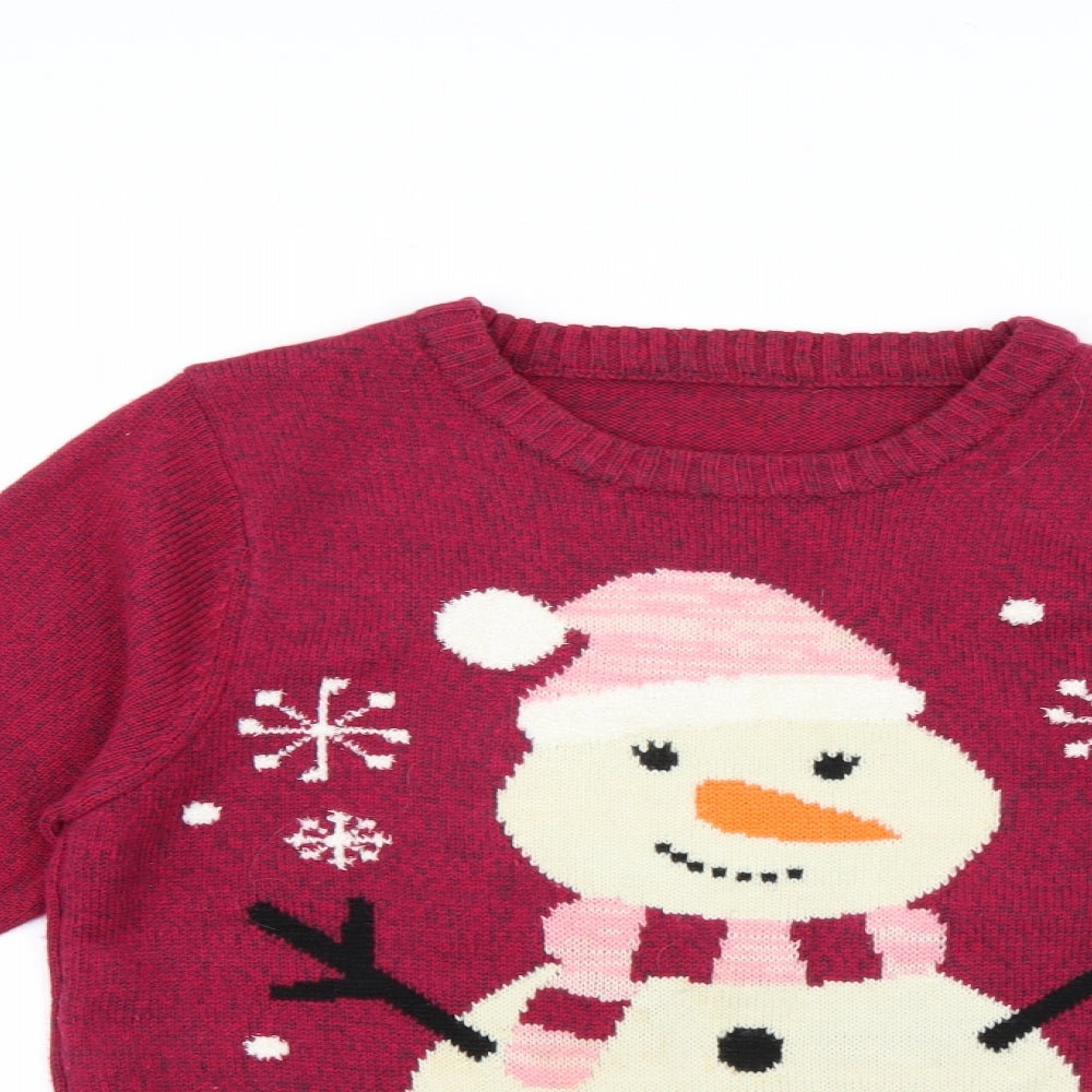 Nutmeg Womens Red Geometric  Pullover Jumper Size M  - Christmas