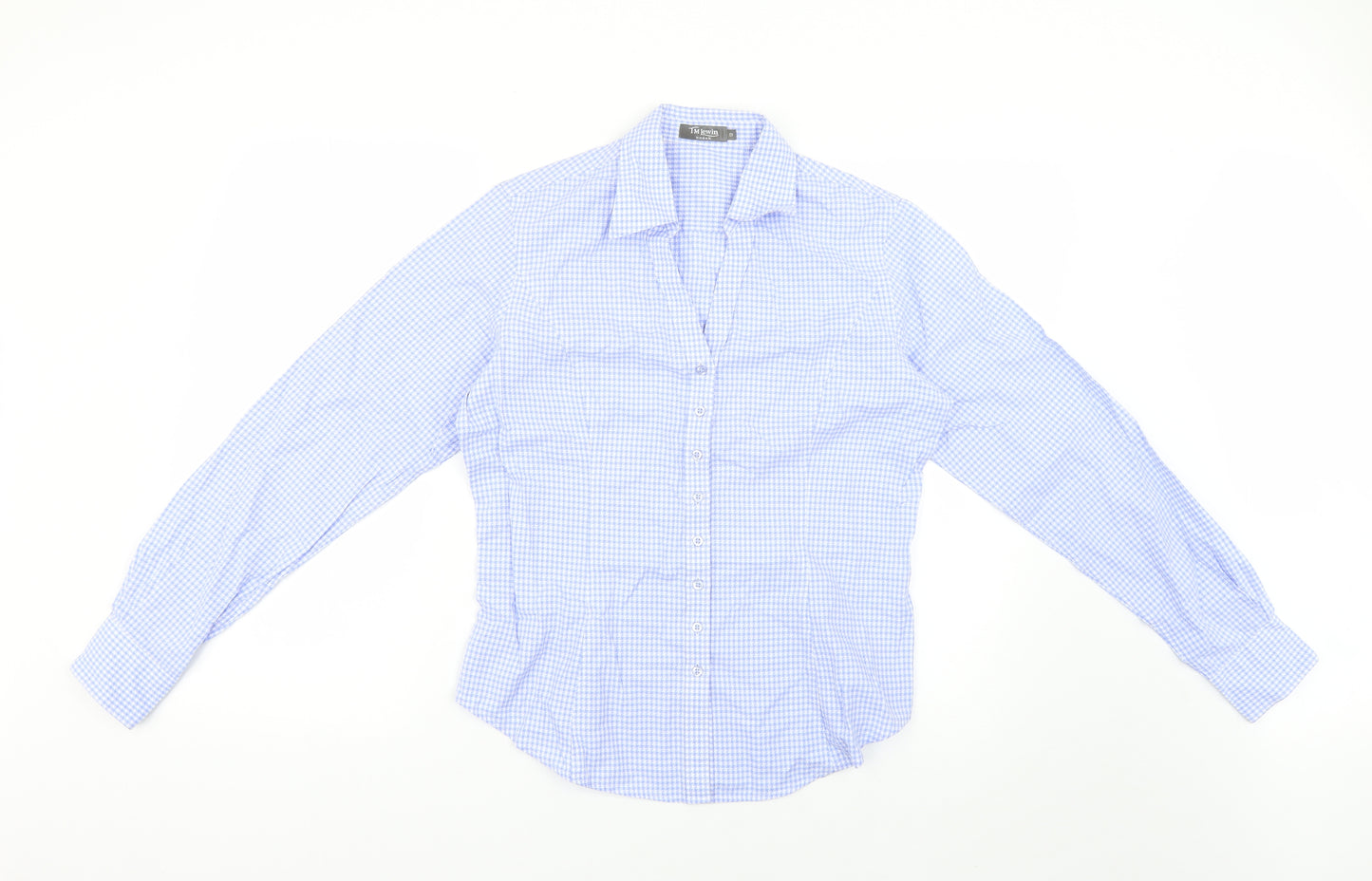 tm jewin Womens Blue Check  Basic Button-Up Size 12
