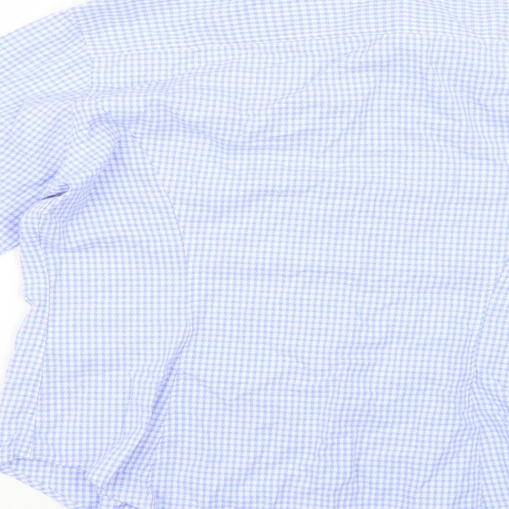 tm jewin Womens Blue Check  Basic Button-Up Size 12