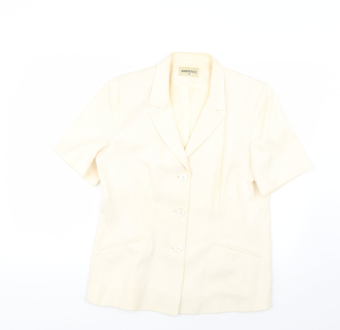 ambience Womens Yellow Geometric  Jacket Coat Size 16