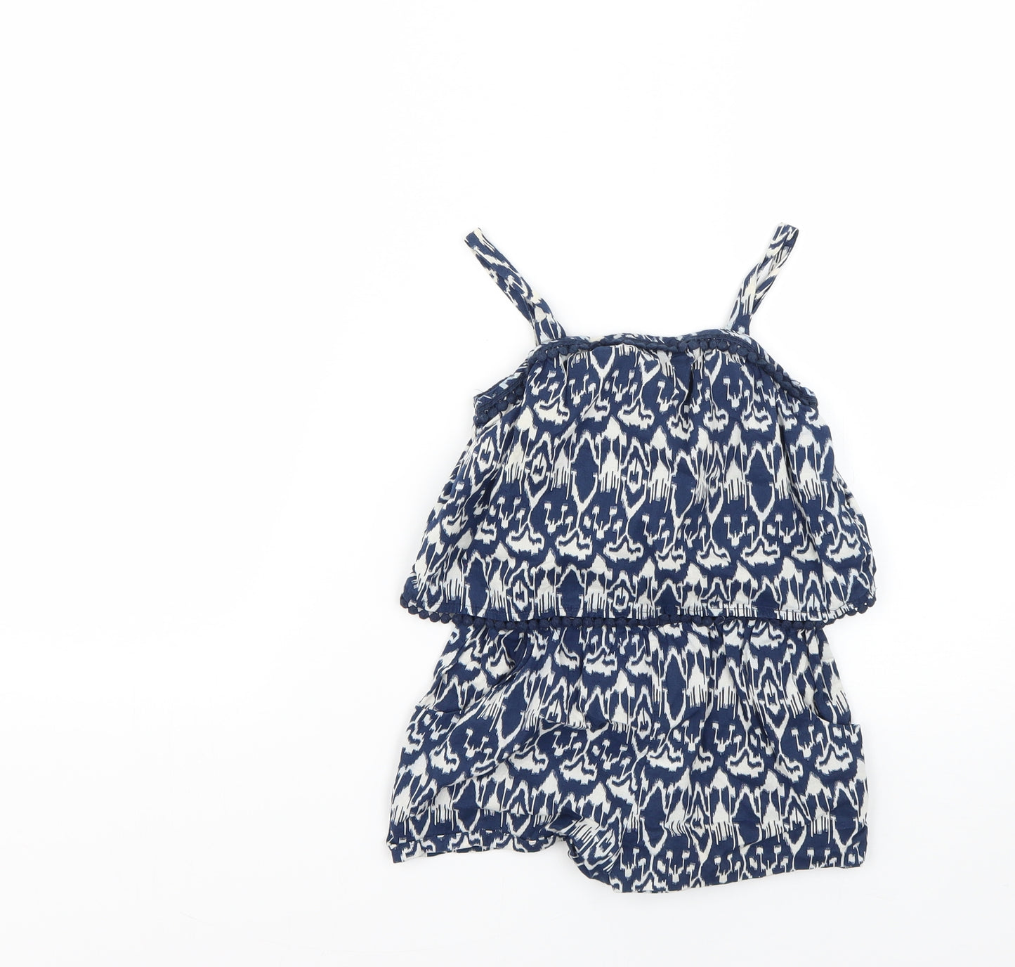 NEXT Girls Blue Geometric  Playsuit One-Piece Size 3-4 Years