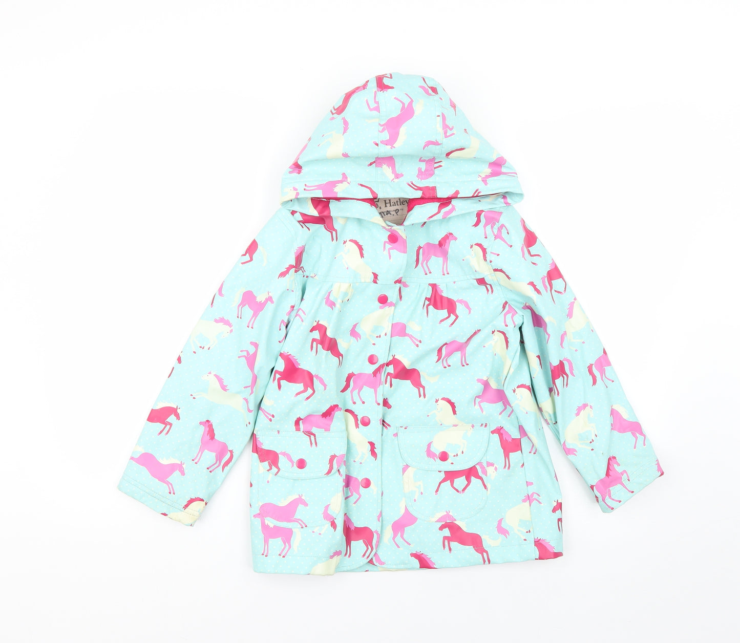 Hatley Girls Blue Geometric  Rain Coat Coat Size 6 Years