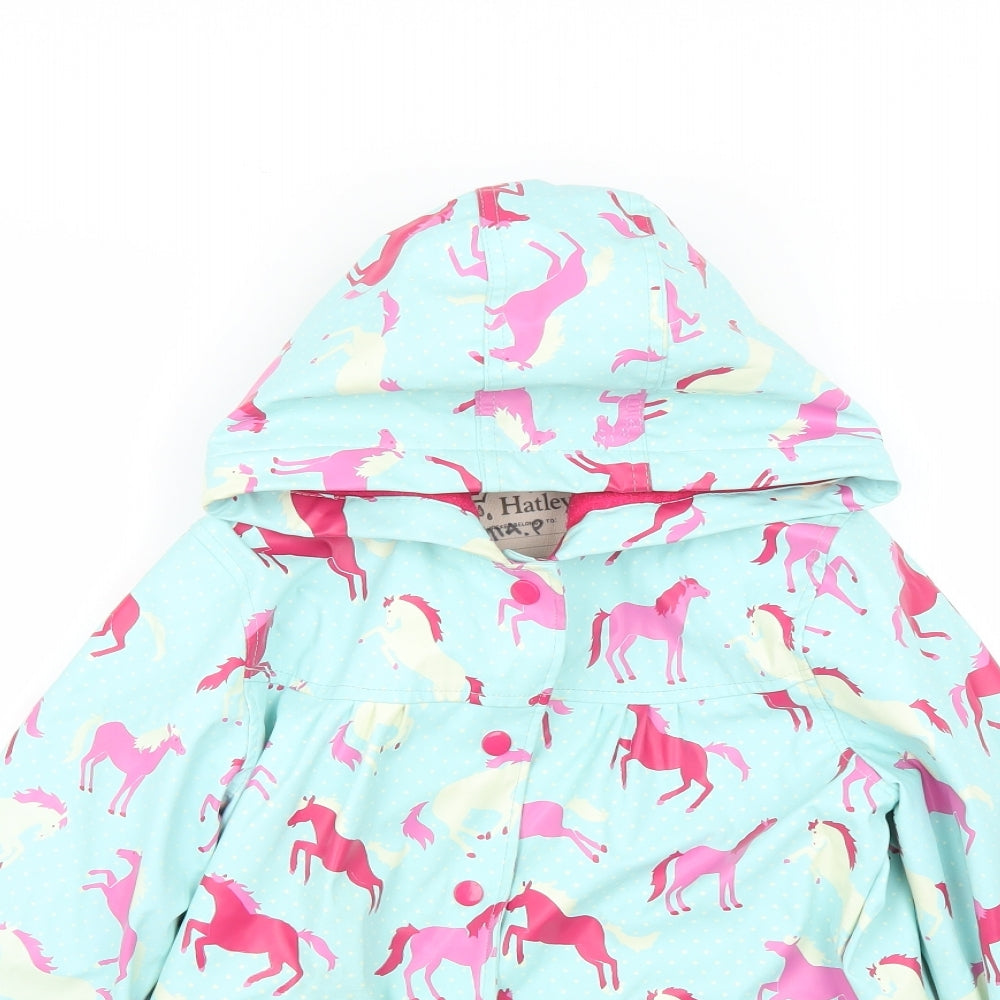 Hatley Girls Blue Geometric  Rain Coat Coat Size 6 Years