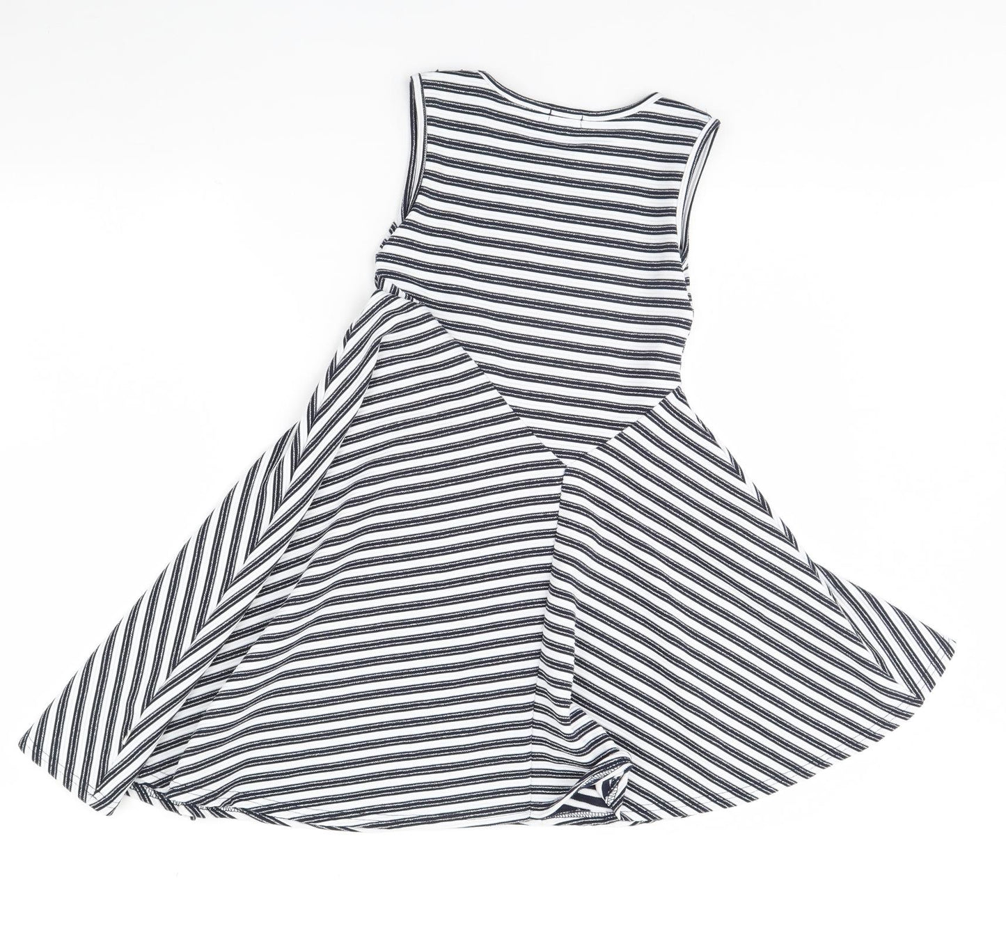 kite & cosmic Girls White Striped  Fit & Flare  Size 8 Years