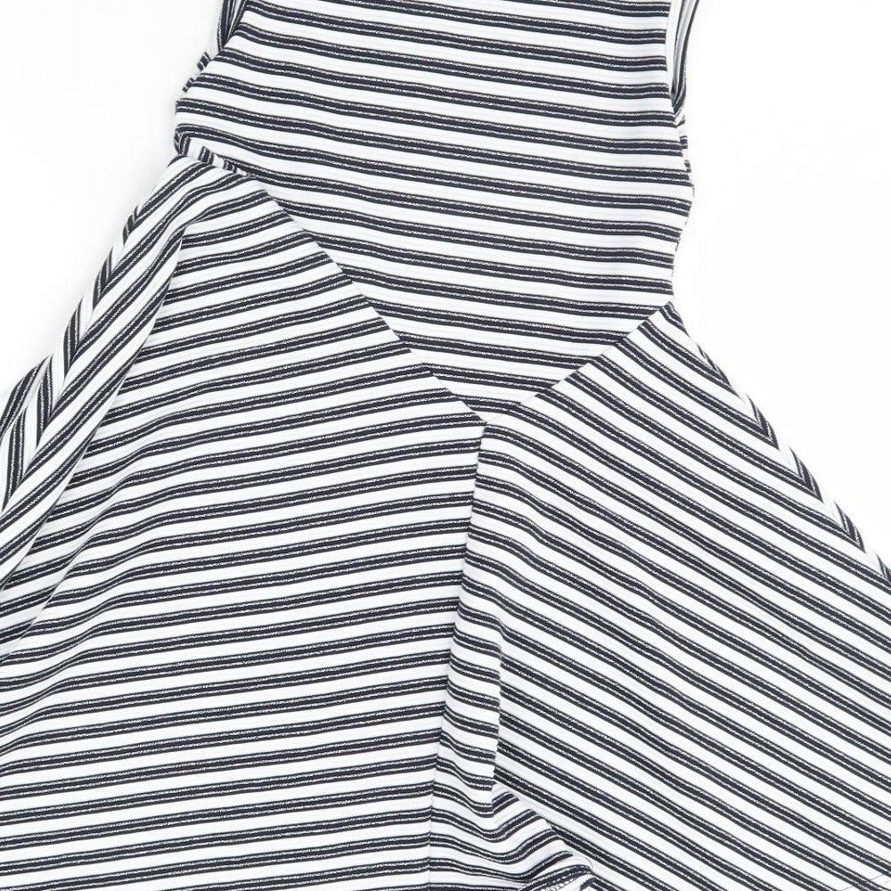 kite & cosmic Girls White Striped  Fit & Flare  Size 8 Years