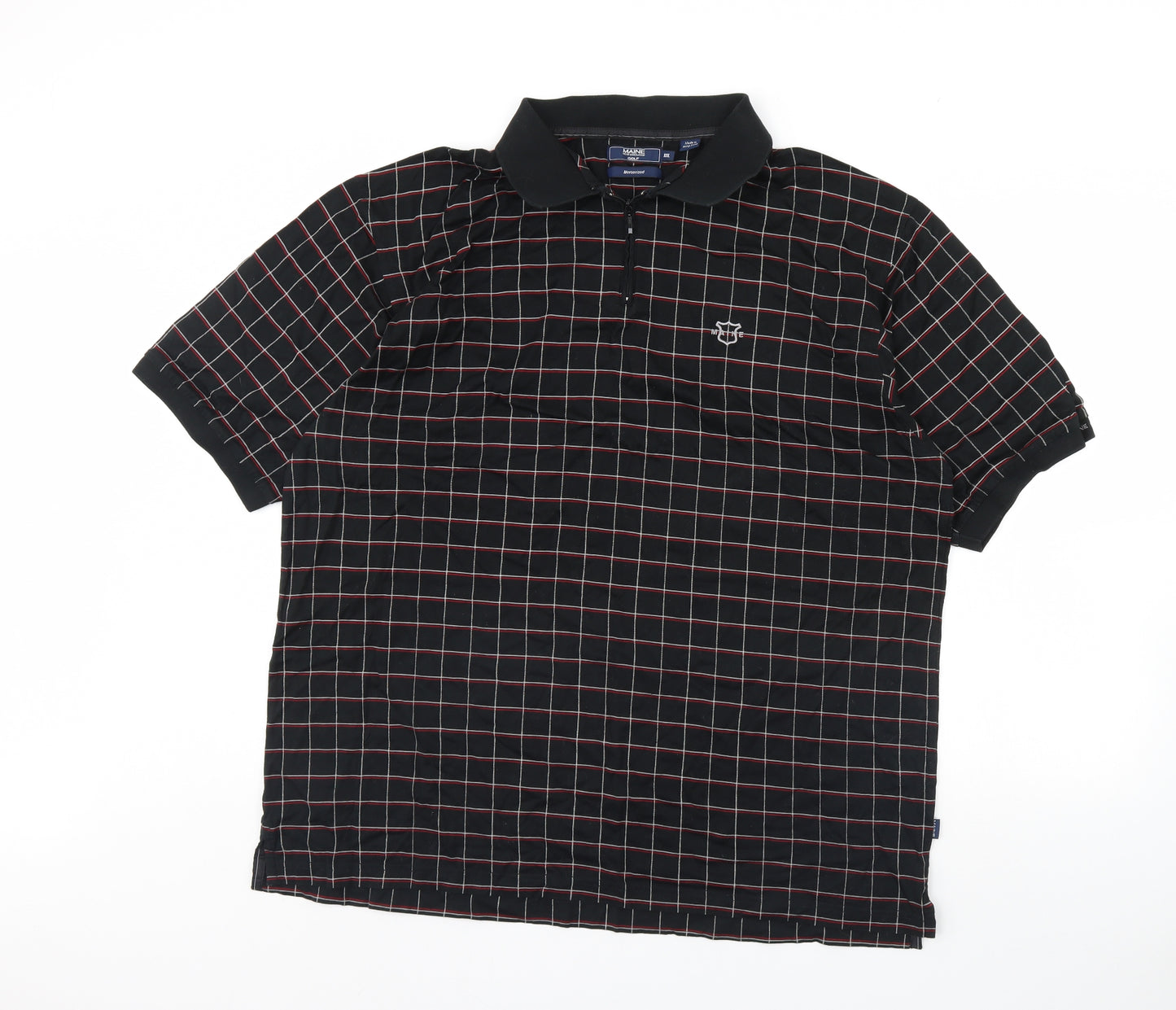 Maine Mens Black Check   Polo Size 3XL