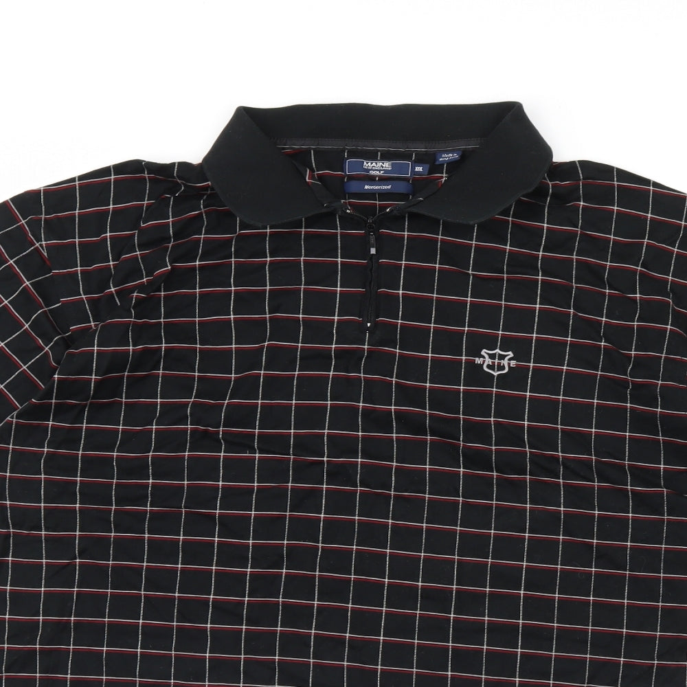 Maine Mens Black Check   Polo Size 3XL