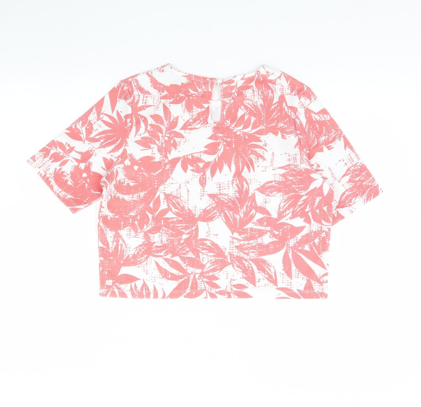 Therapy Womens White Floral  Cropped T-Shirt Size 12