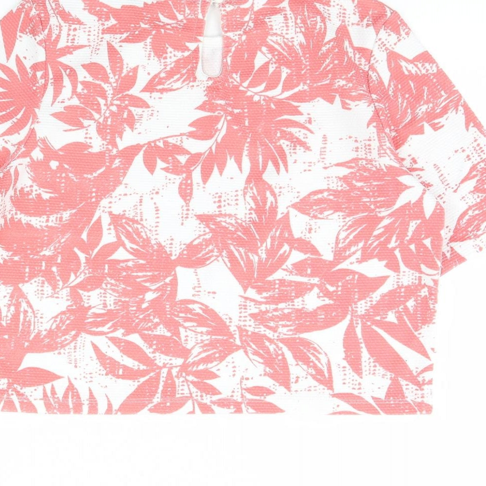 Therapy Womens White Floral  Cropped T-Shirt Size 12