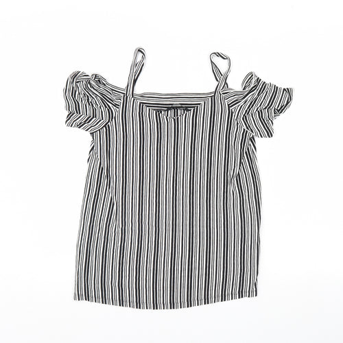 F&F Womens Black Striped  Basic Blouse Size 10