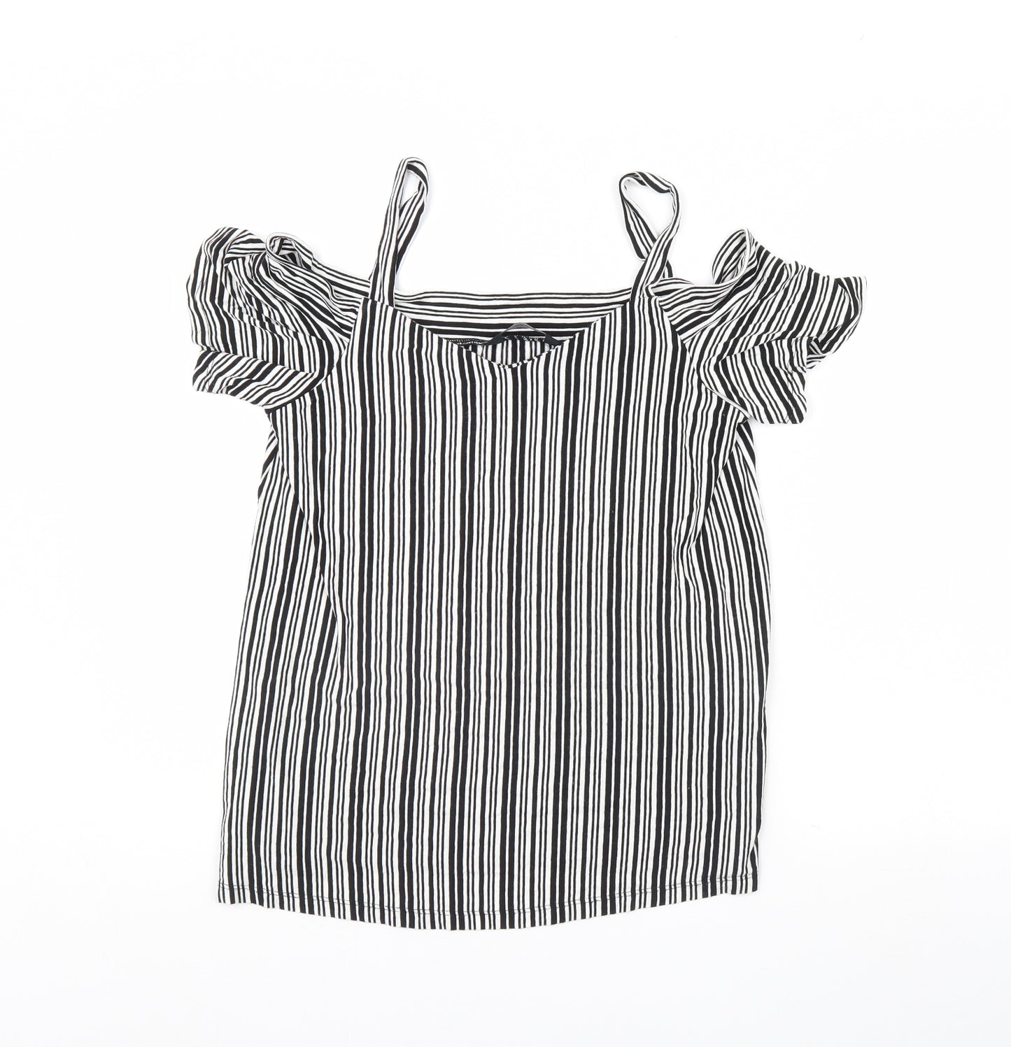 F&F Womens Black Striped  Basic Blouse Size 10