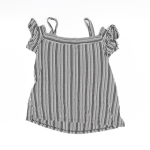 F&F Womens Black Striped  Basic Blouse Size 10