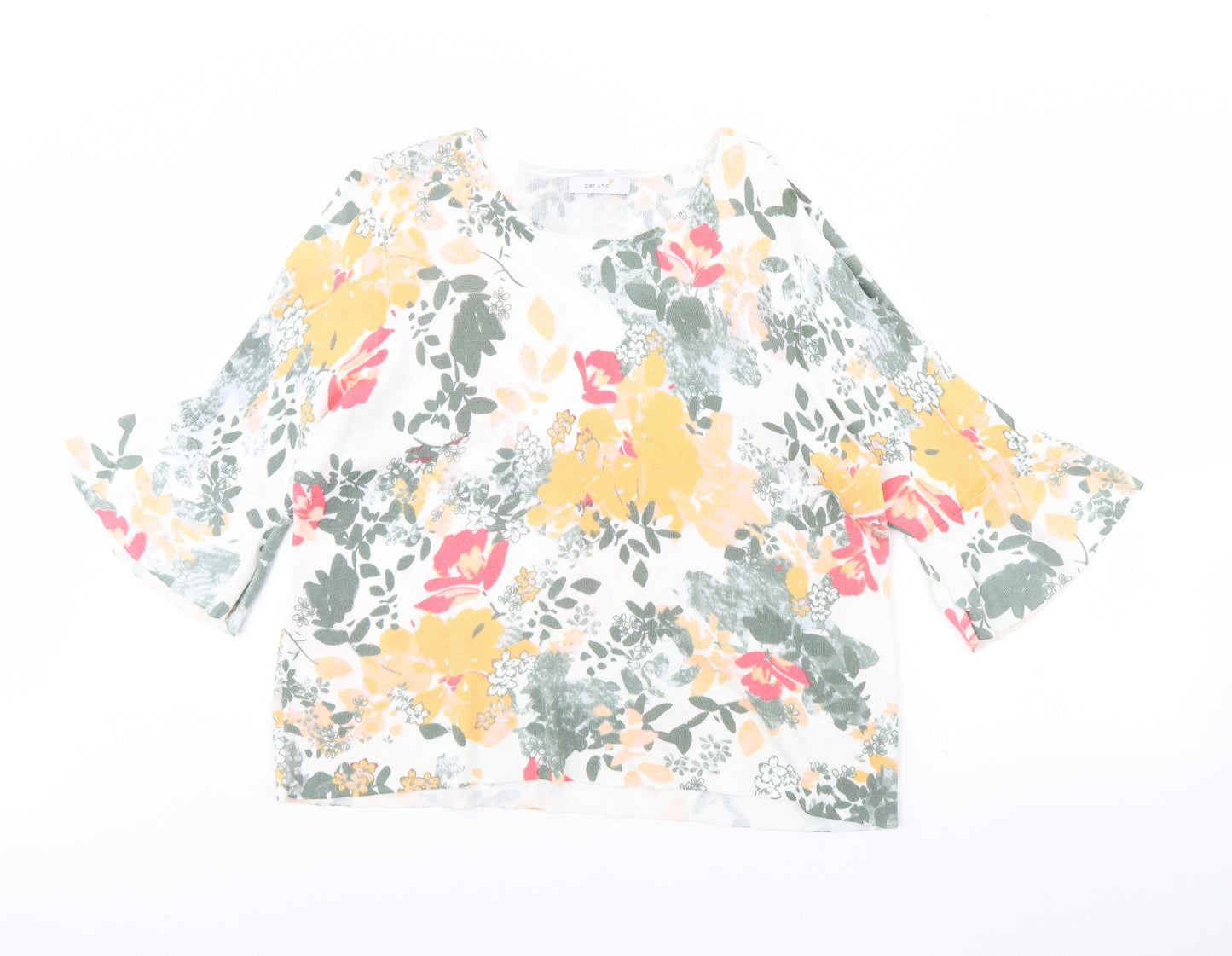m&s Womens White Floral  Pullover Jumper Size 20
