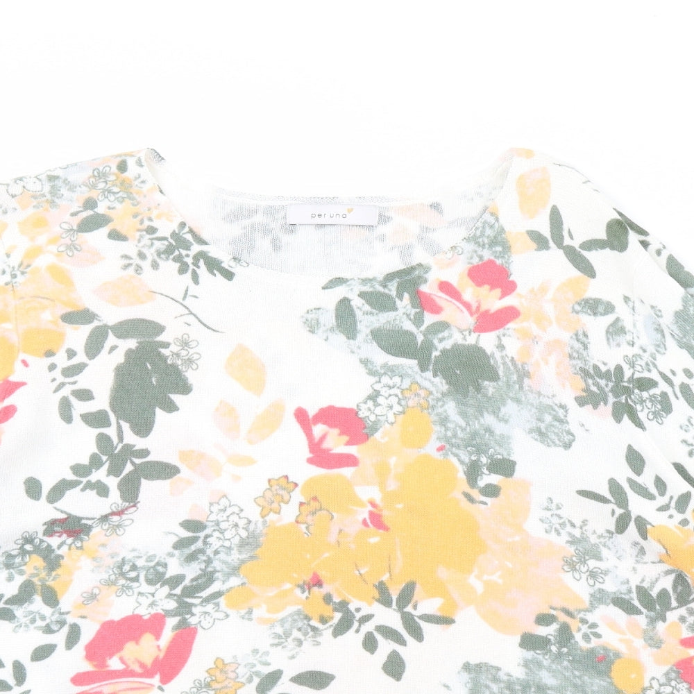 m&s Womens White Floral  Pullover Jumper Size 20
