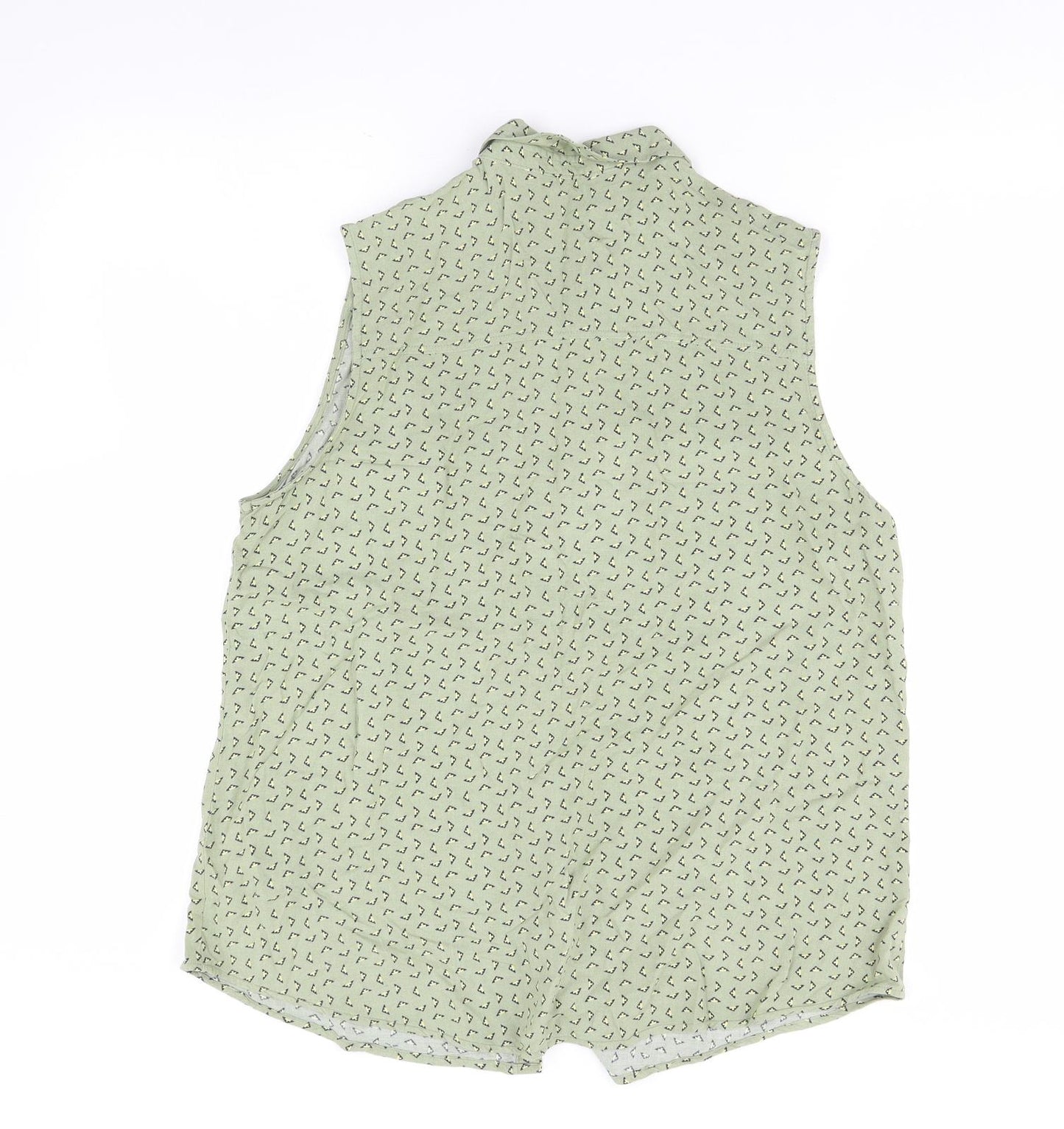 Peacocks Womens Green Geometric  Basic Button-Up Size 14