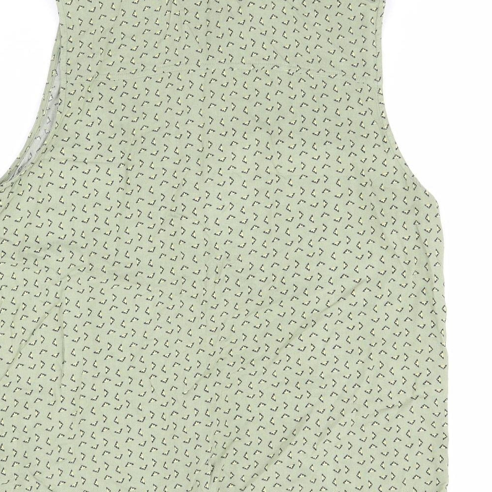 Peacocks Womens Green Geometric  Basic Button-Up Size 14