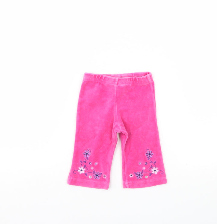 Baby Mac Girls Pink Corduroy Track Pants Trousers Size 3-6 Months