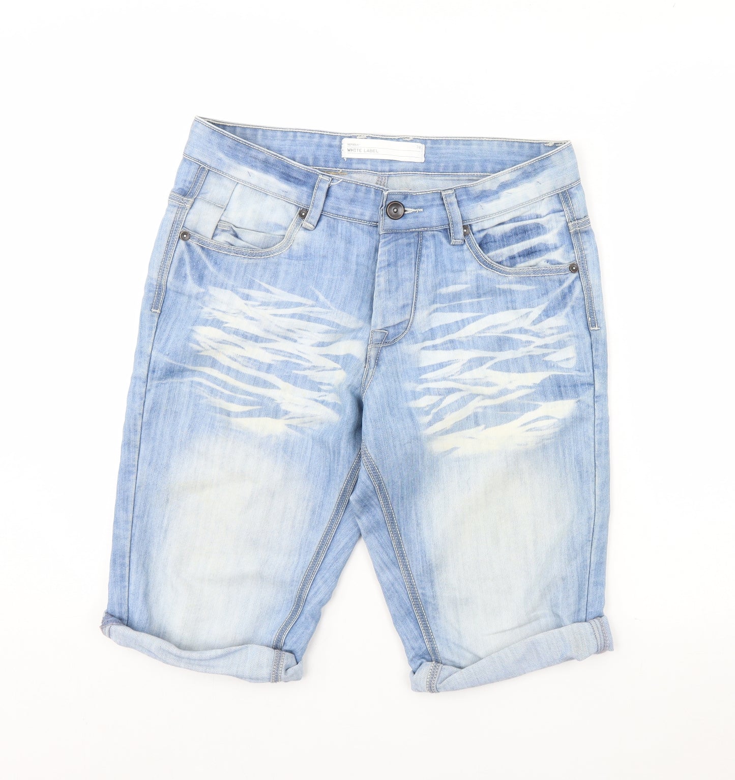 Republic Mens Blue  Denim Chino Shorts Size 32
