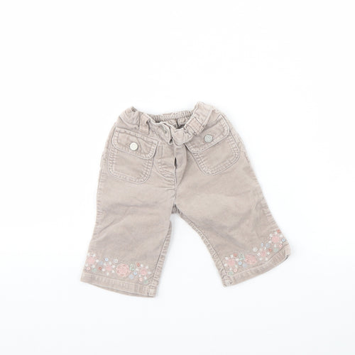 Mothercare Girls Beige  Corduroy Capri Trousers Size 3-6 Months