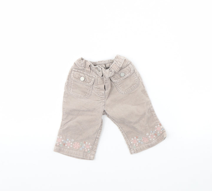 Mothercare Girls Beige Corduroy Capri Trousers Size 3-6 Months