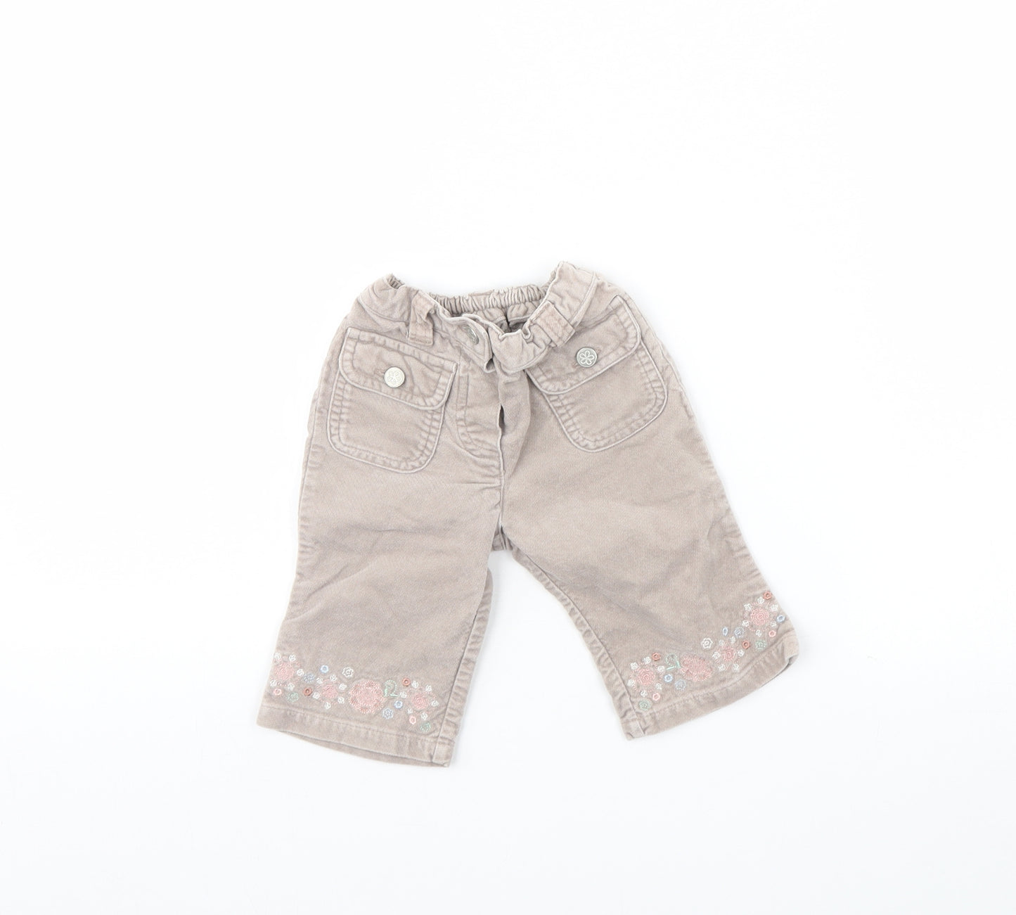 Mothercare Girls Beige  Corduroy Capri Trousers Size 3-6 Months