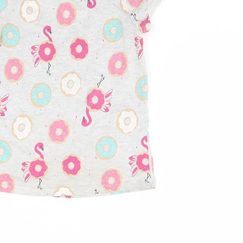 George Girls Grey Spotted  Basic T-Shirt Size 6 Years  - Doughnuts