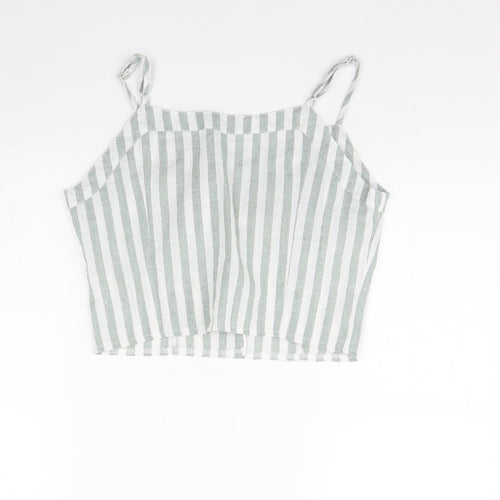 SheIn Womens Green Striped  Cropped Tank Size M