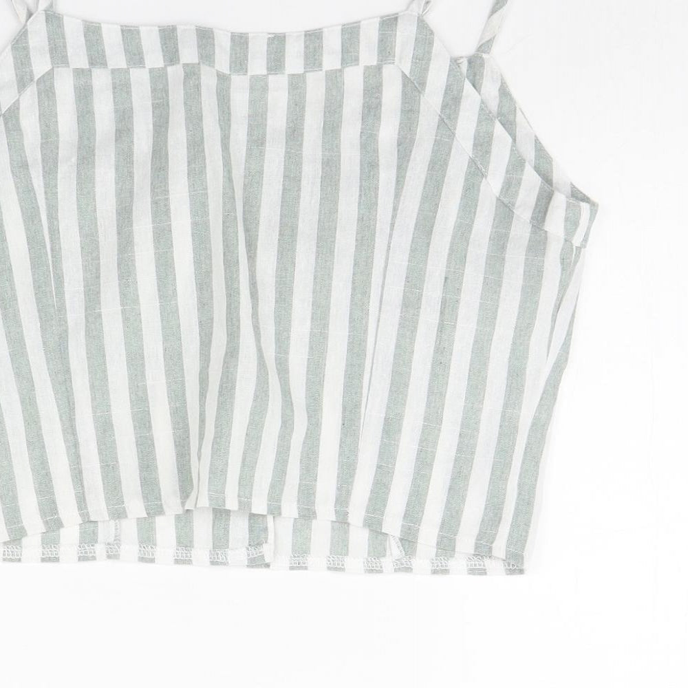 SheIn Womens Green Striped  Cropped Tank Size M