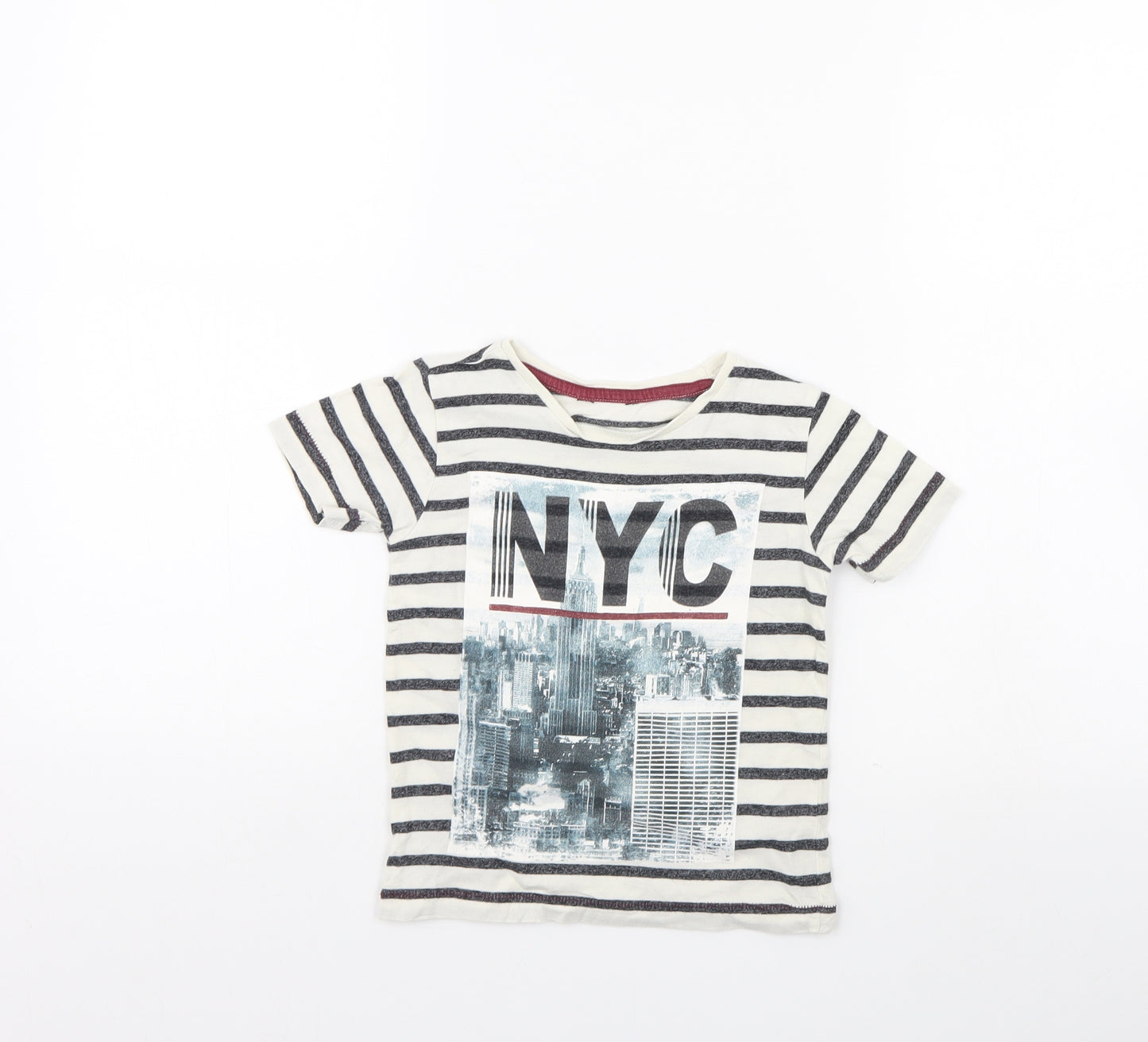 George Boys Ivory Striped  Basic T-Shirt Size 3 Years  - NYC