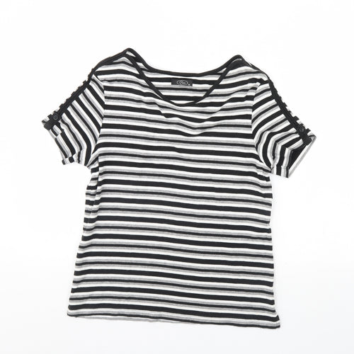 BM Womens Black Striped  Basic Blouse Size M