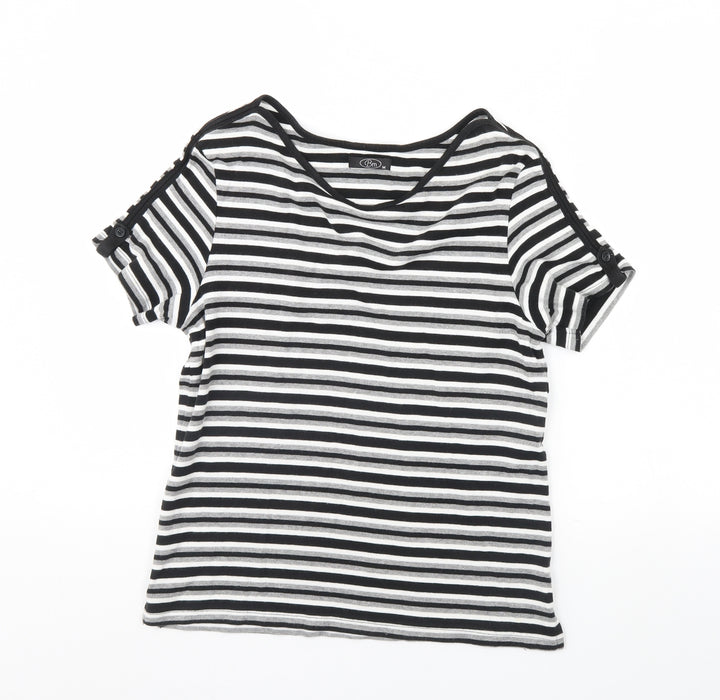 BM Womens Black Striped  Basic Blouse Size M