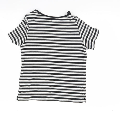 BM Womens Black Striped  Basic Blouse Size M