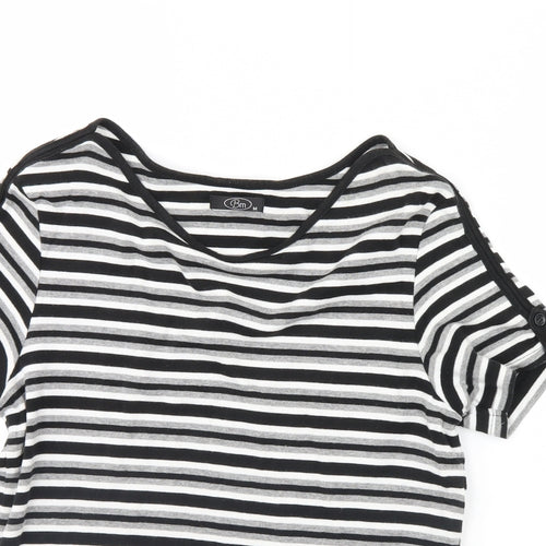 BM Womens Black Striped  Basic Blouse Size M