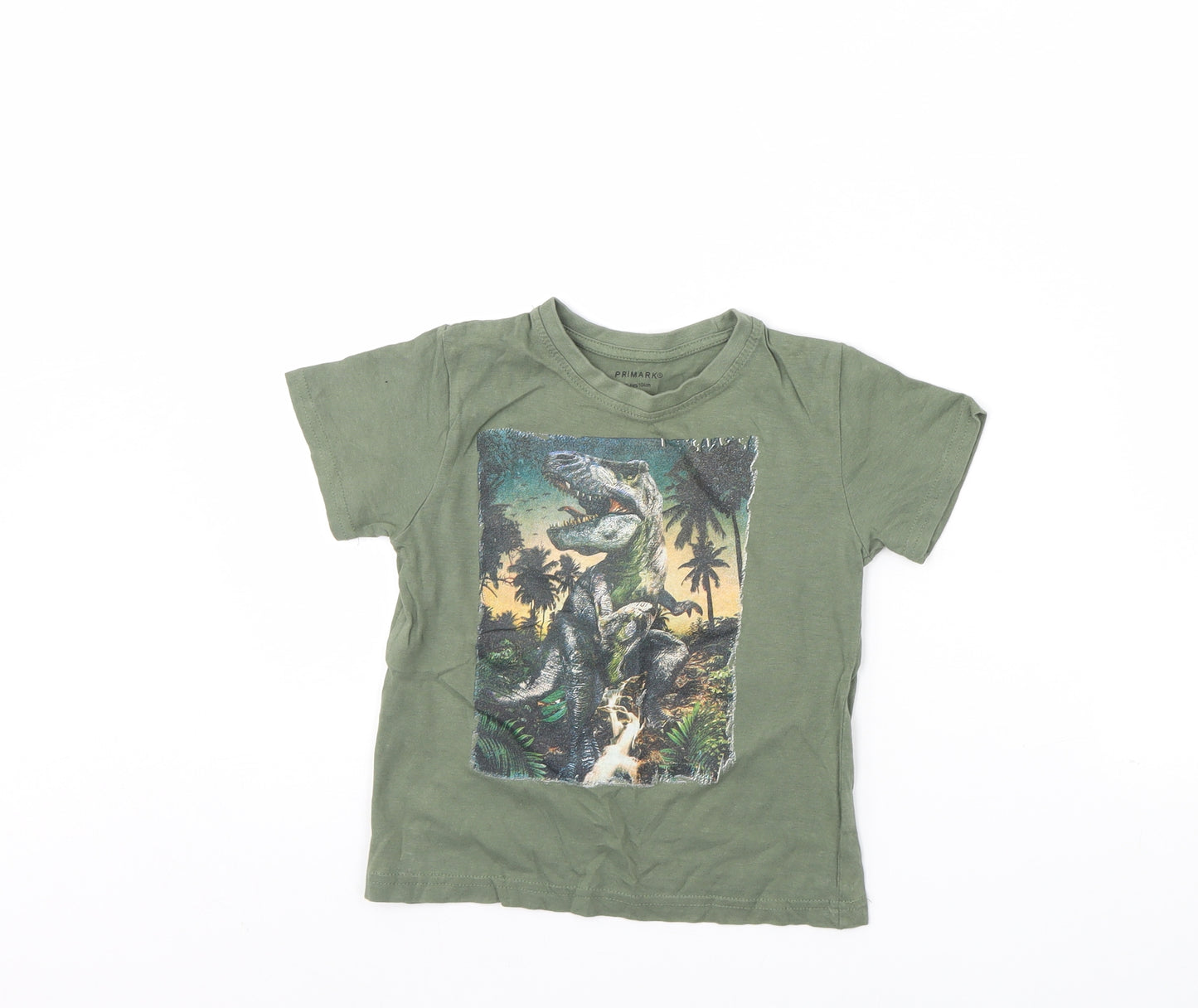 Primark Boys Green   Basic T-Shirt Size 3 Years  - Dinosaur