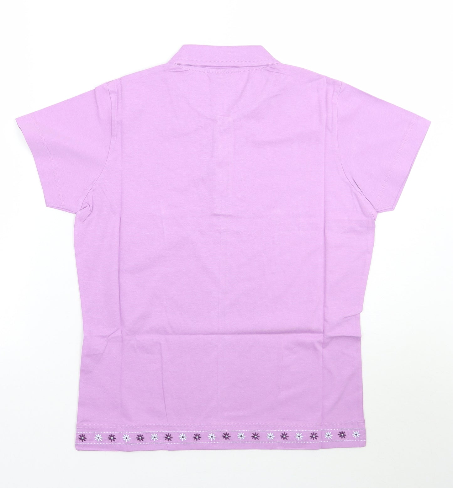 Moose Womens Purple Floral  Basic Polo Size 12