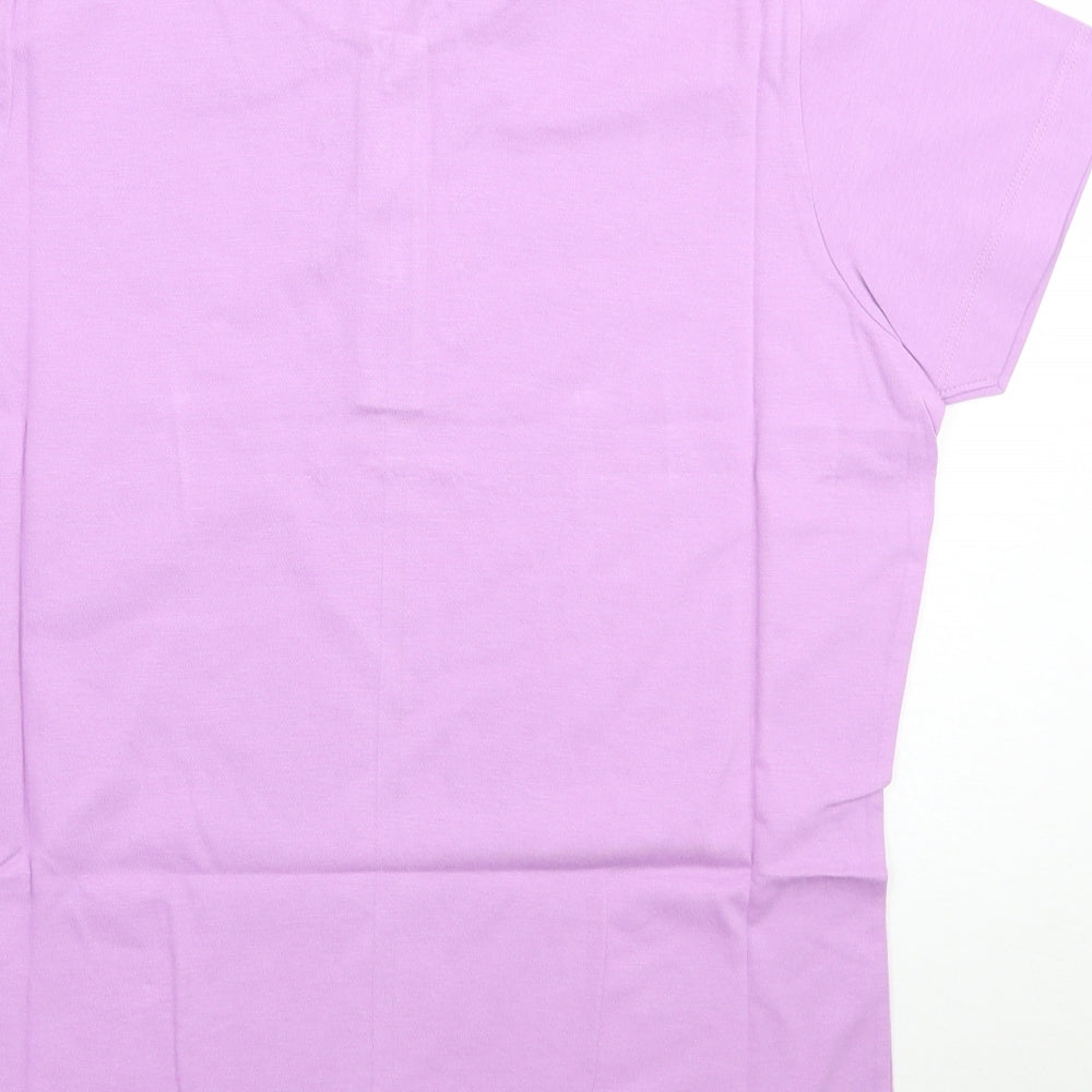 Moose Womens Purple Floral  Basic Polo Size 12